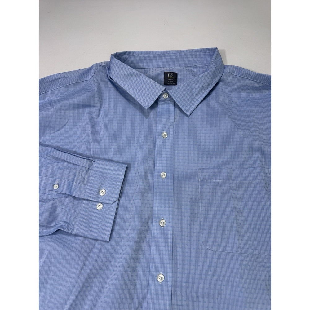 GS Gold Series Men Big & Tall 22 37/38 Stretch Dress Shirt Blue Patterned NWT